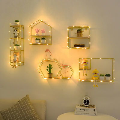 北歐風(fēng)鐵藝客廳墻上工藝品少女心置物架創(chuàng)意房間臥室墻面裝飾壁掛